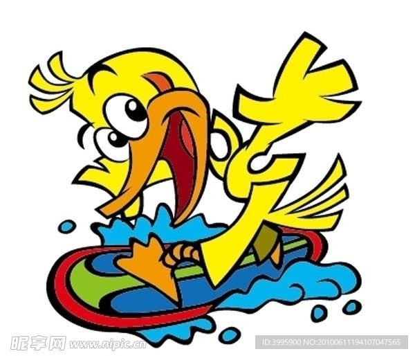 冲浪鸭子卡通形象