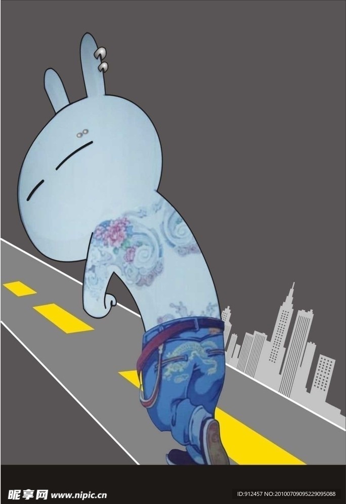 奔跑纹身流氓兔