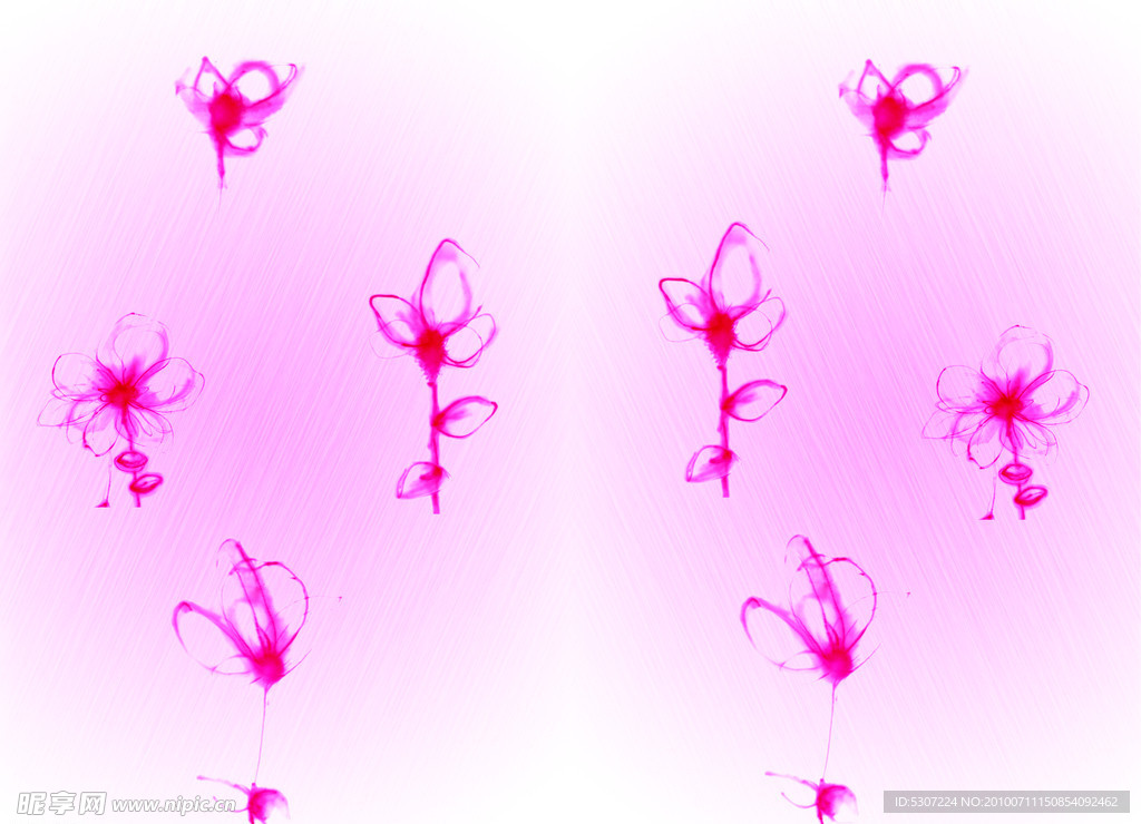 粉色浪漫花卉移动门