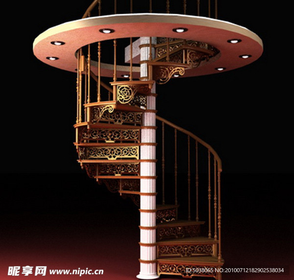 3D欧式旋转楼梯