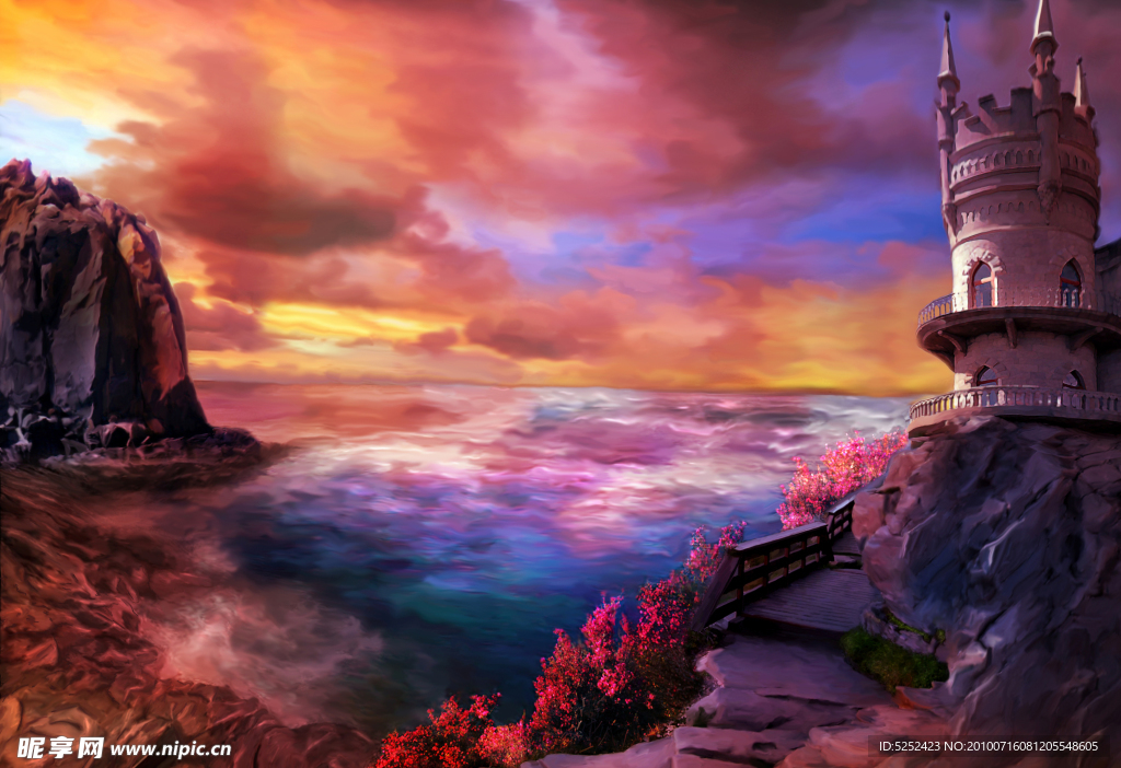 绚丽的油画景色