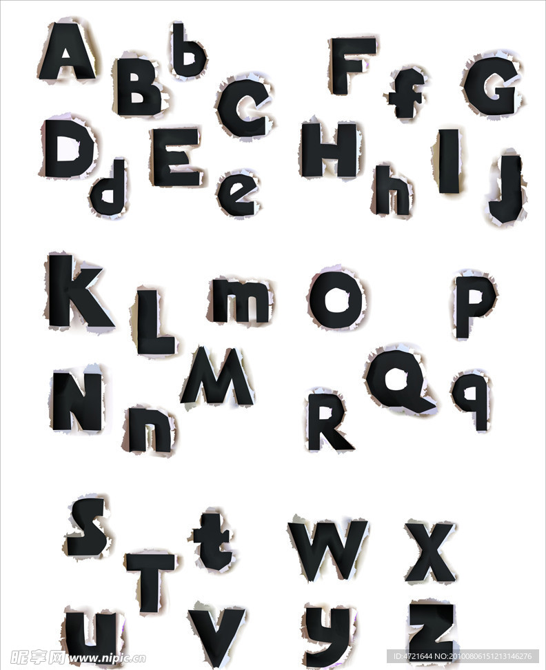 纸质撕裂字母
