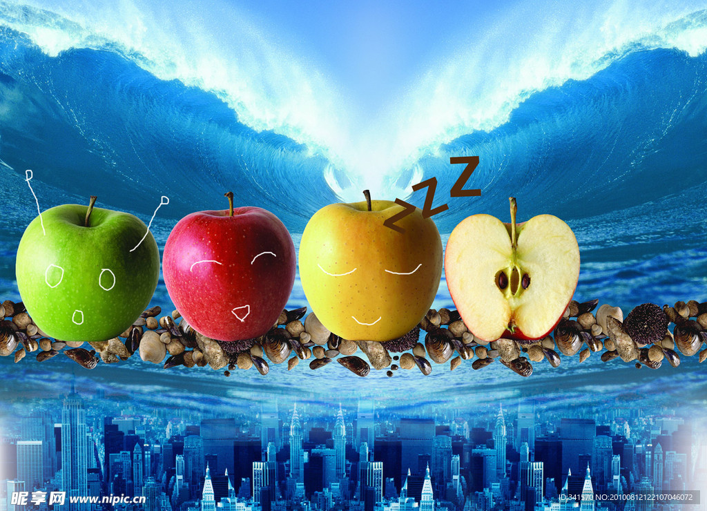 水果 海浪 城市