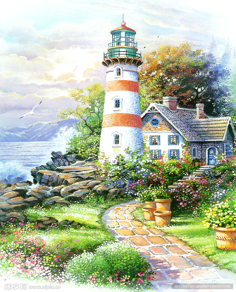 油画 手绘油画 海边风光(21x28厘米)