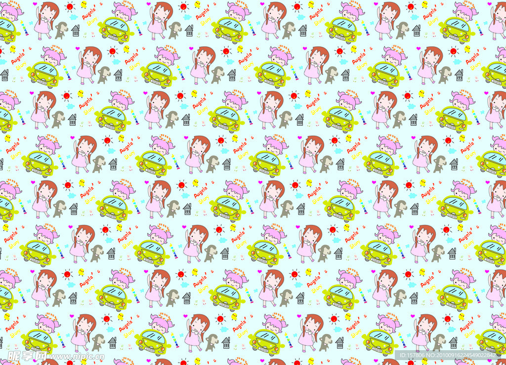 韩国风格卡通ANGELA小女孩包装纸