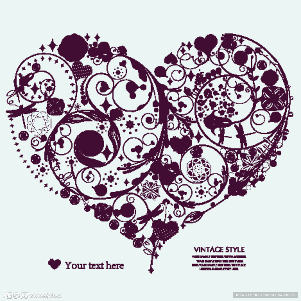欧式古典爱心花纹 底纹