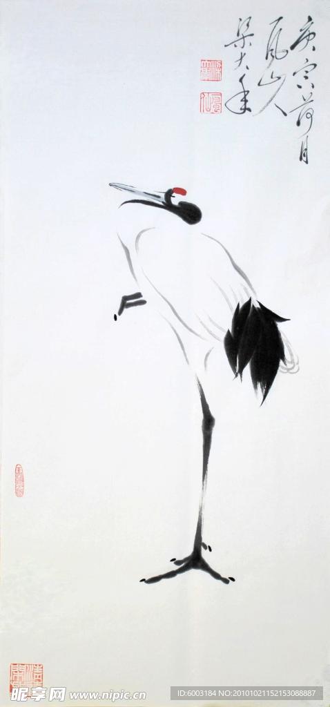 梁大年 国画 鹤