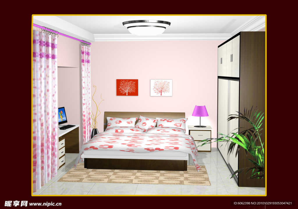 室内设计图 红卧室
