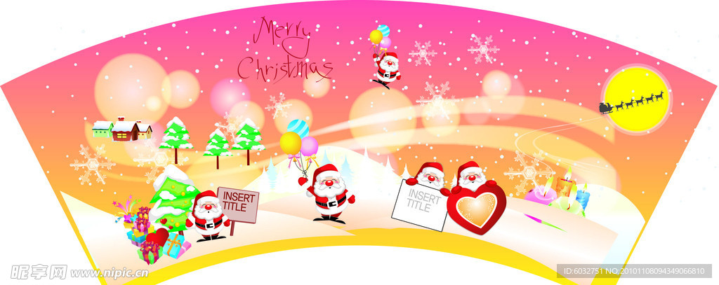 圣诞节 圣诞老人 雪景 圣诞树 鹿