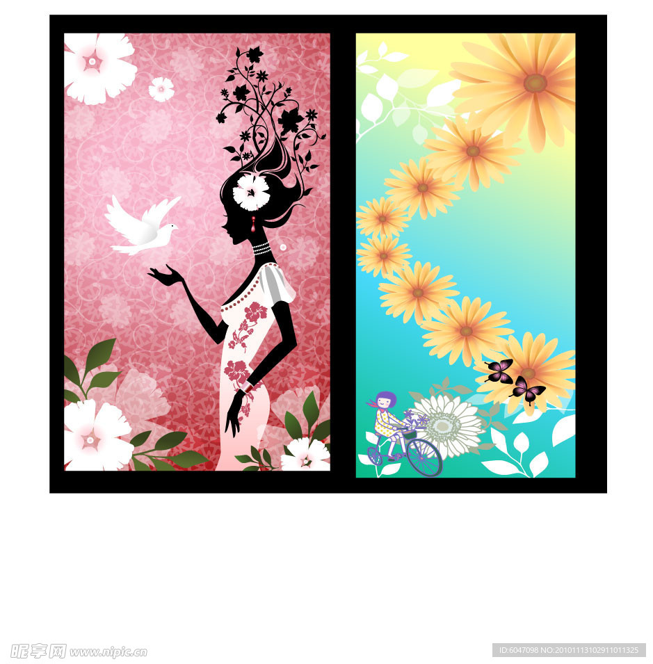 花纹 展板 女人