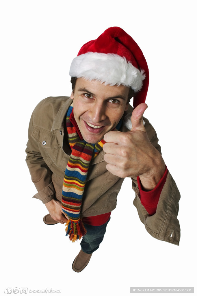 竖起大拇指的圣诞帅哥