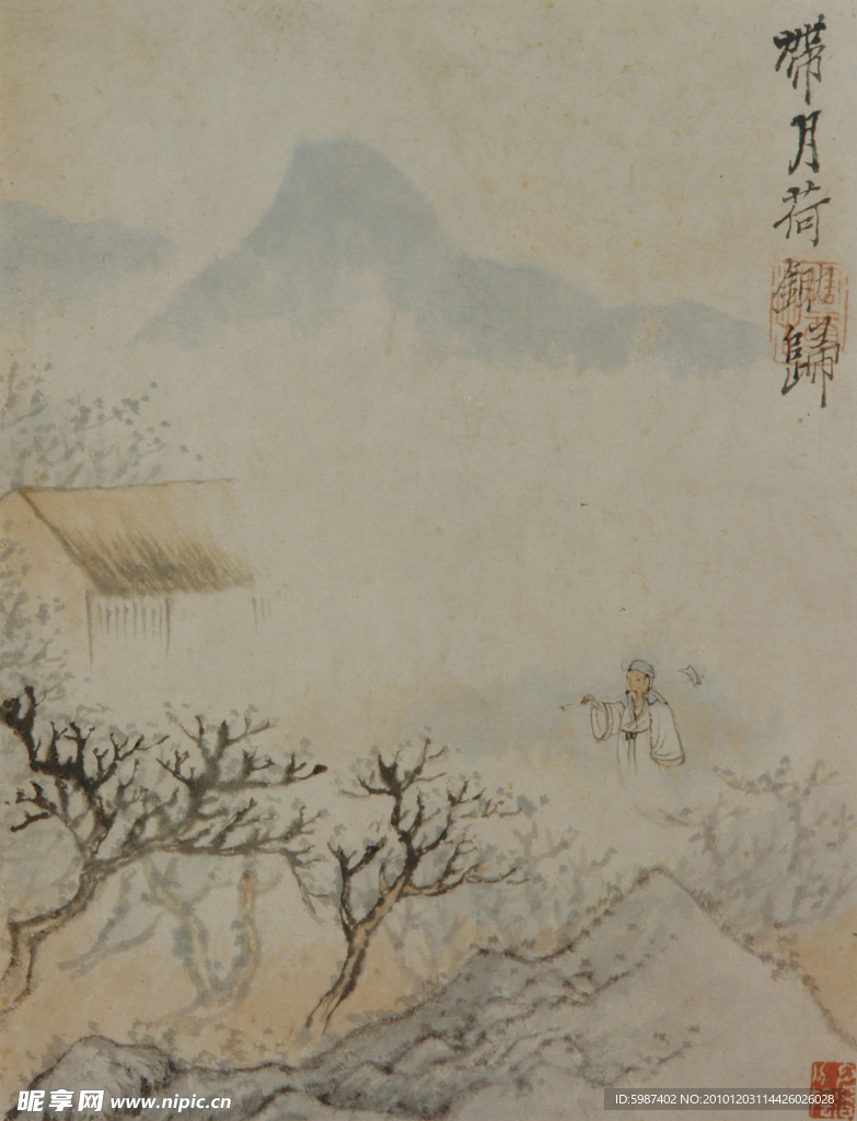 石涛 带月荷锄归