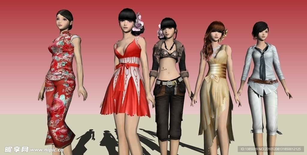 5个时装mm的模型组合