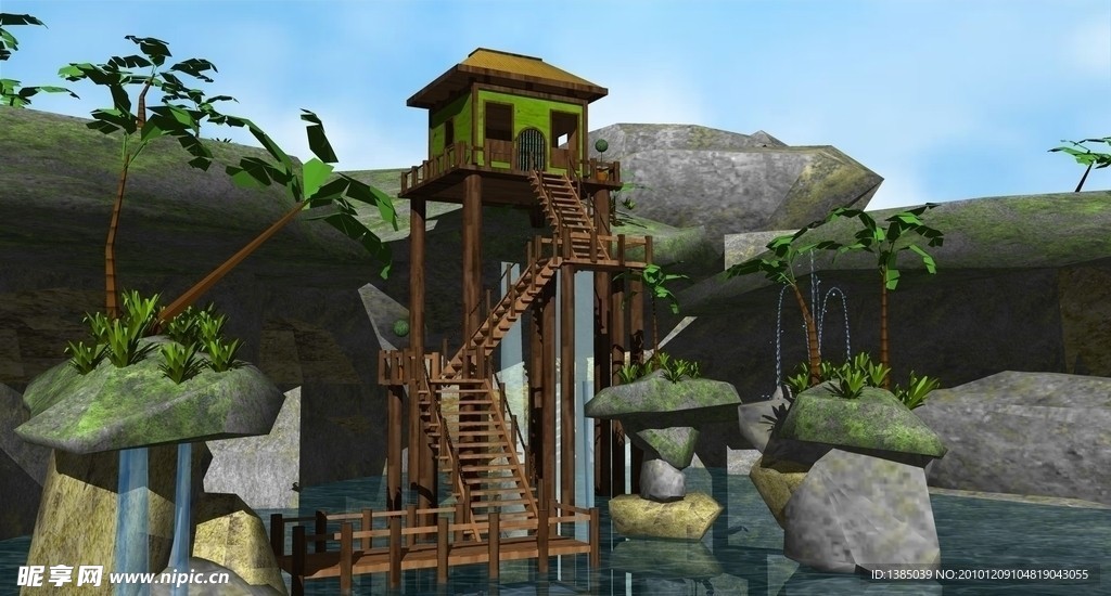 山体间的园林景观