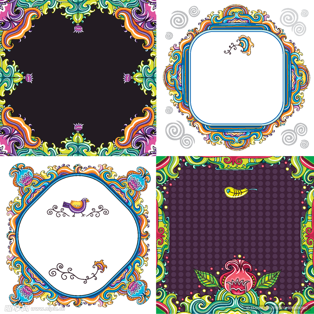 彩色装饰花纹矢量素材