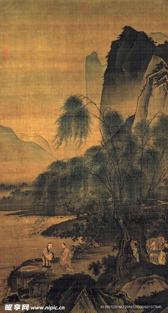 渭滨垂钓图 古画