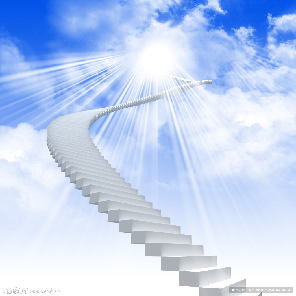蓝天 白云 梯子