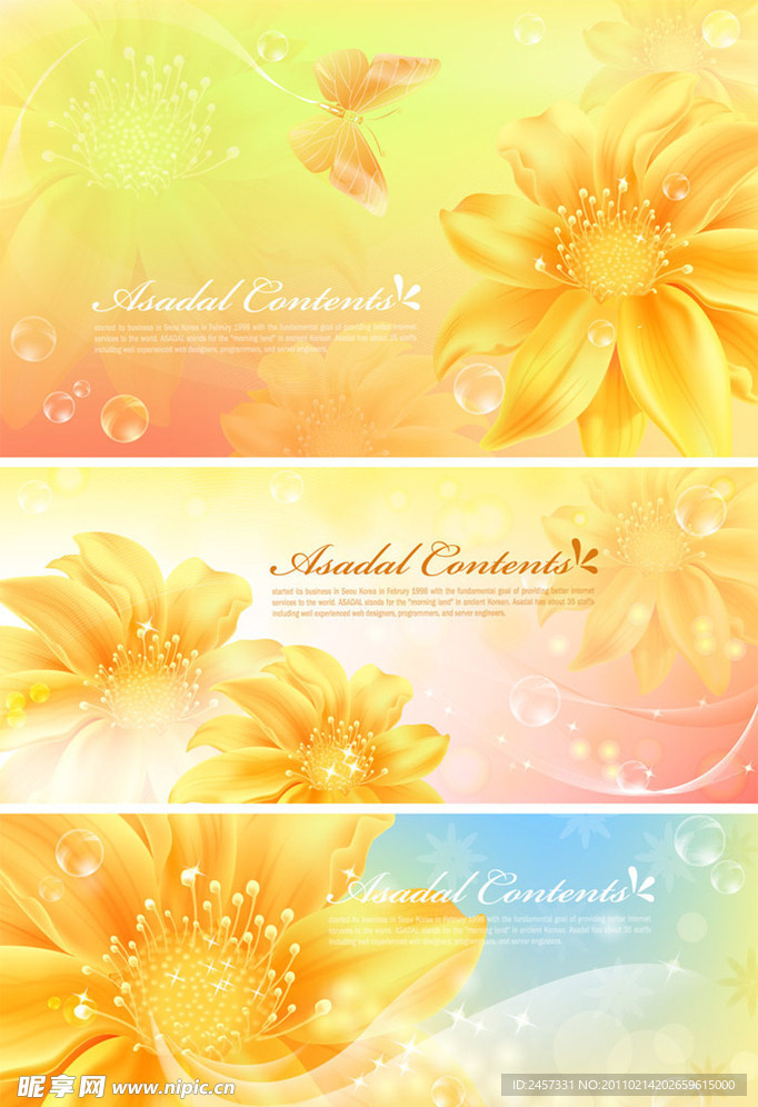 梦幻花纹底纹气泡蝴蝶展板