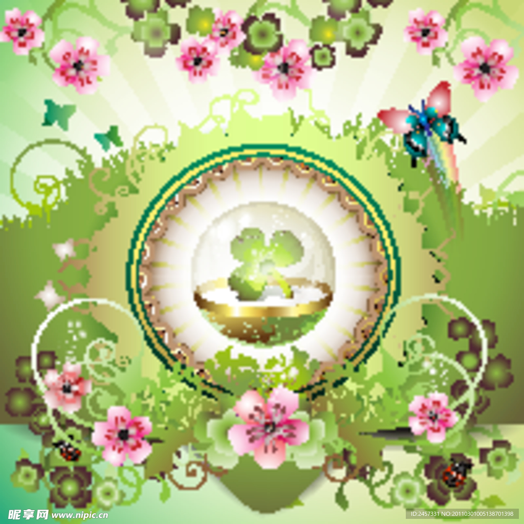 动感线条花纹花朵蝴蝶贺卡