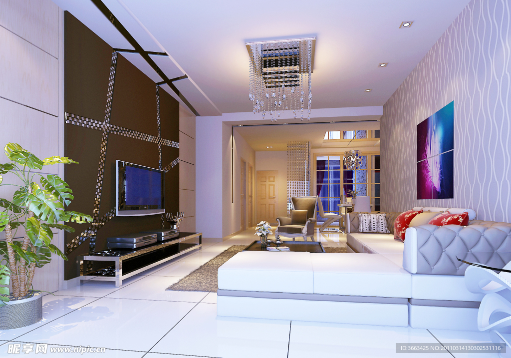 现代简约室内设计客厅效果图