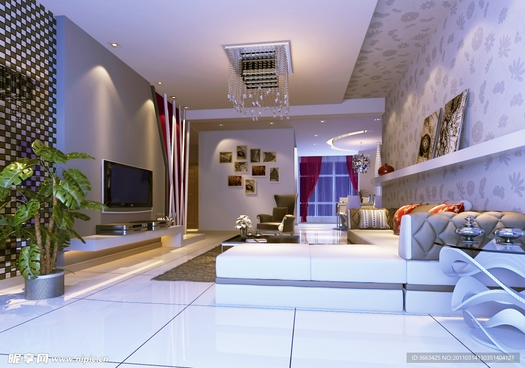 现代简约室内设计客厅效果图