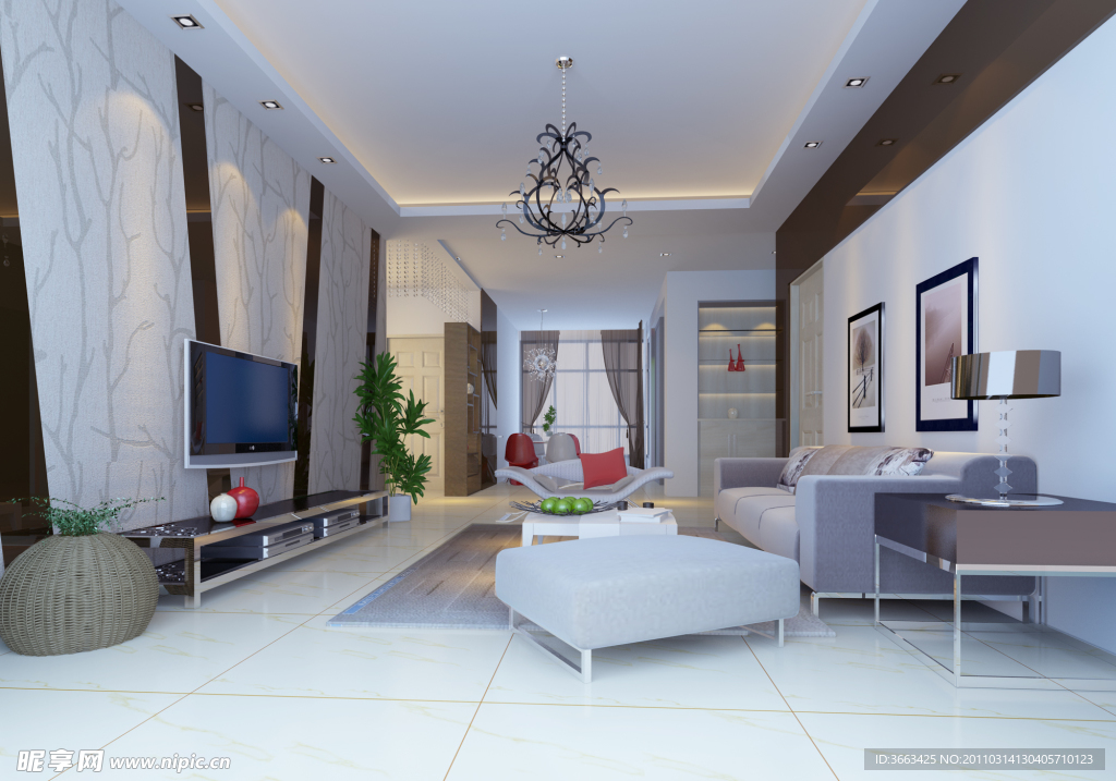 现代简约室内设计客厅效果图