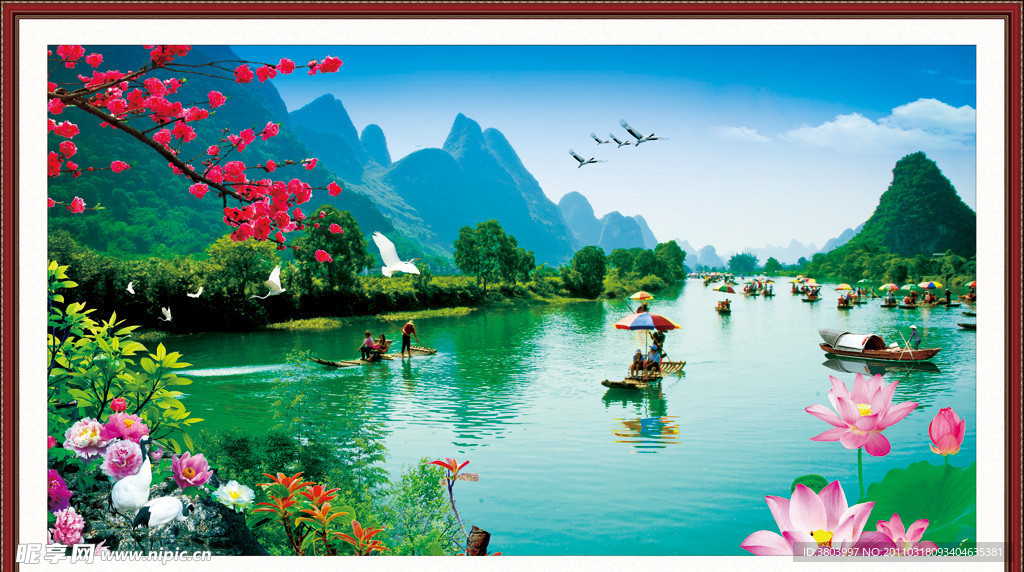 自然风景 山水画 桂林山水