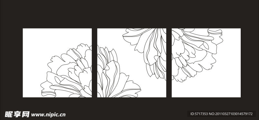 无框装饰画模板 白描