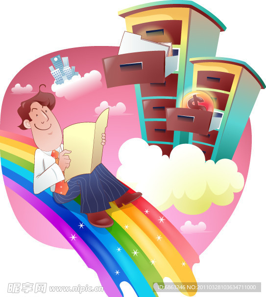 男性商业插画(学钱)