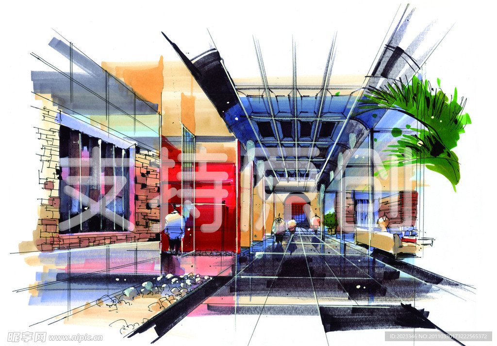 手绘 景观效果图 景观设计