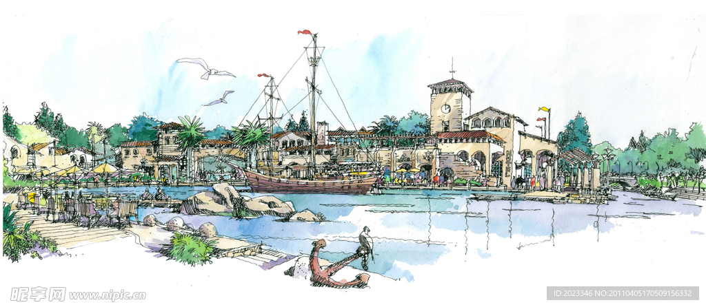 手绘 景观效效果图 景观设计