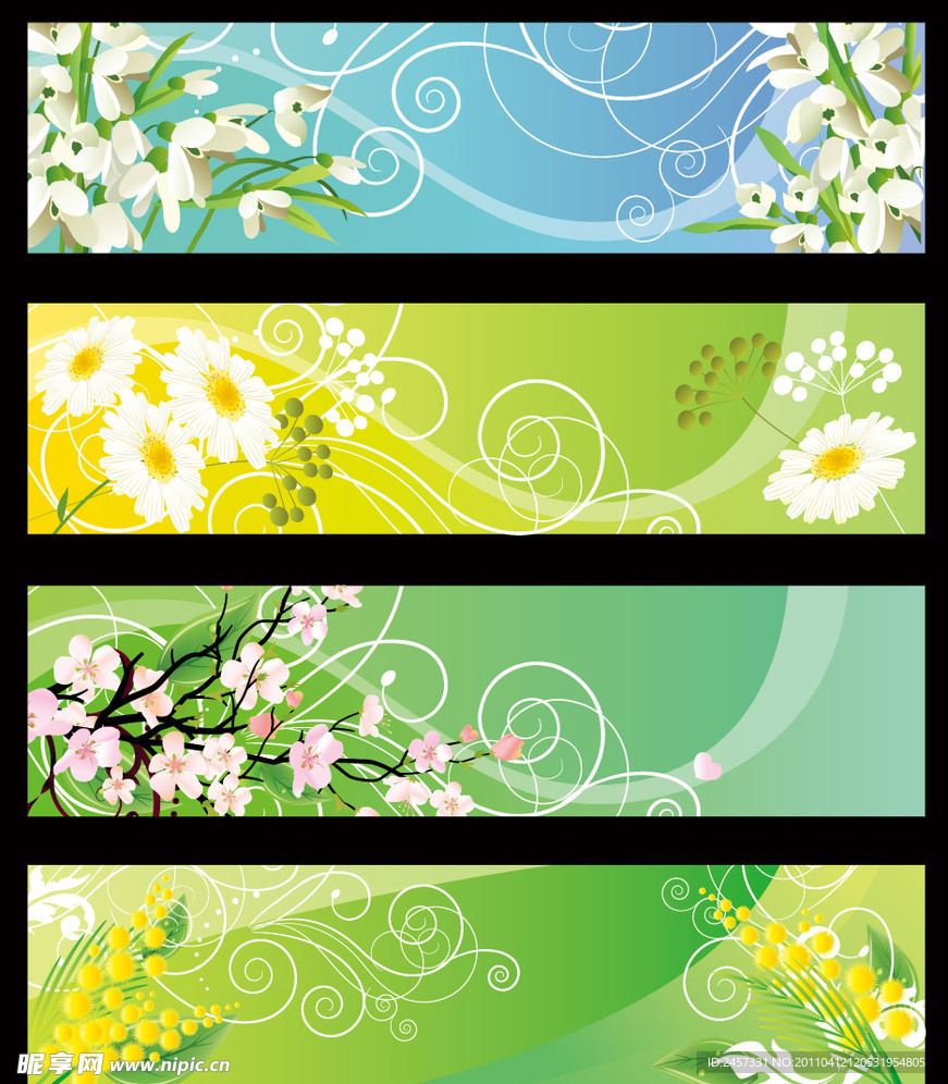 动感线条梦幻花纹花朵 横幅