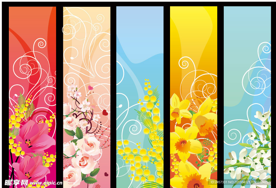 动感线条梦幻花纹花朵 展板