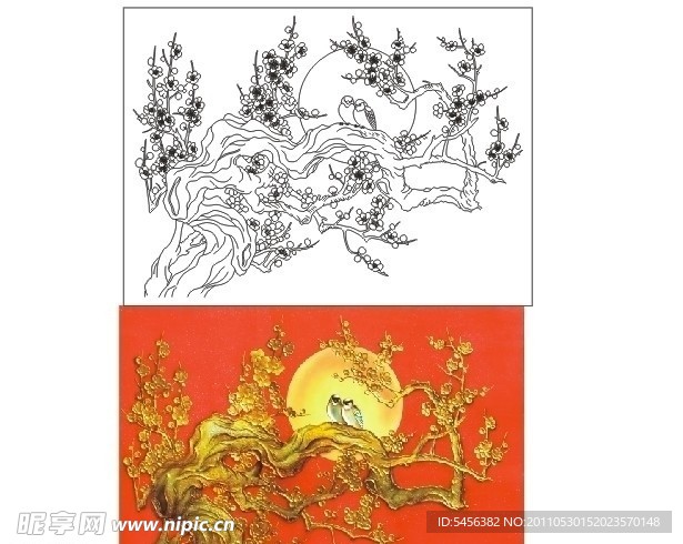 桃花 喜鹊 小鸟