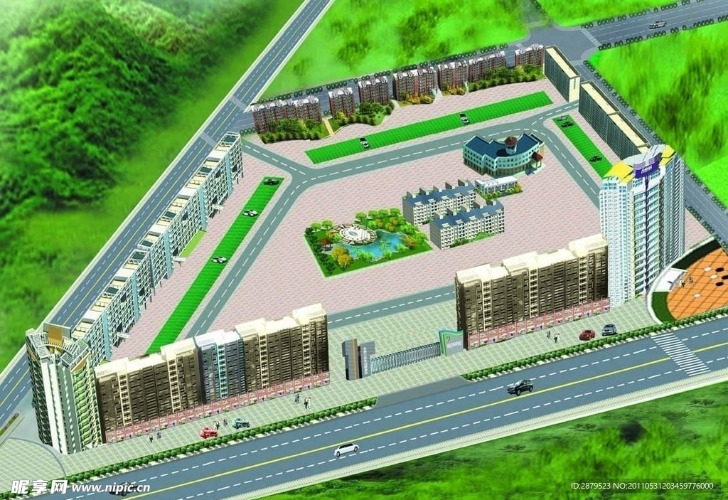 小区绿化效果图