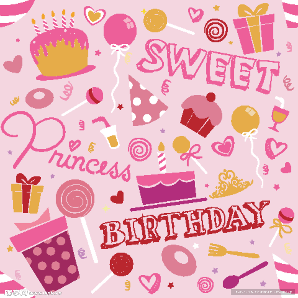 粉色生日背景矢量