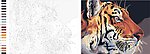 老虎数字油画线稿
