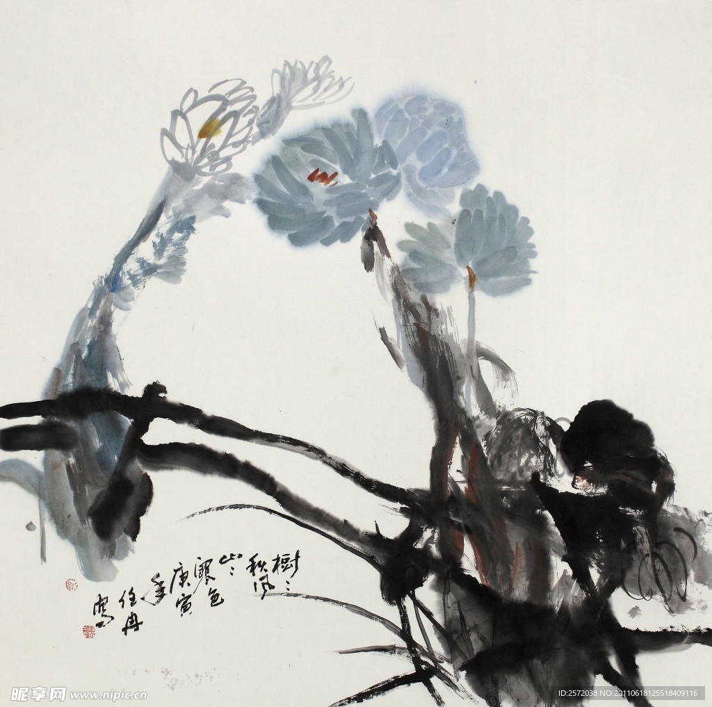 树树秋风山山寒色