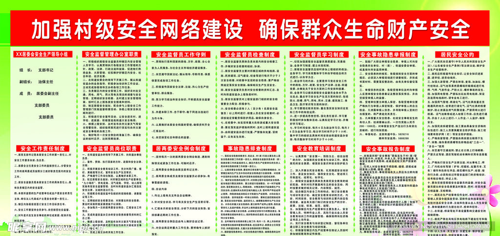 村居安全管理牌版