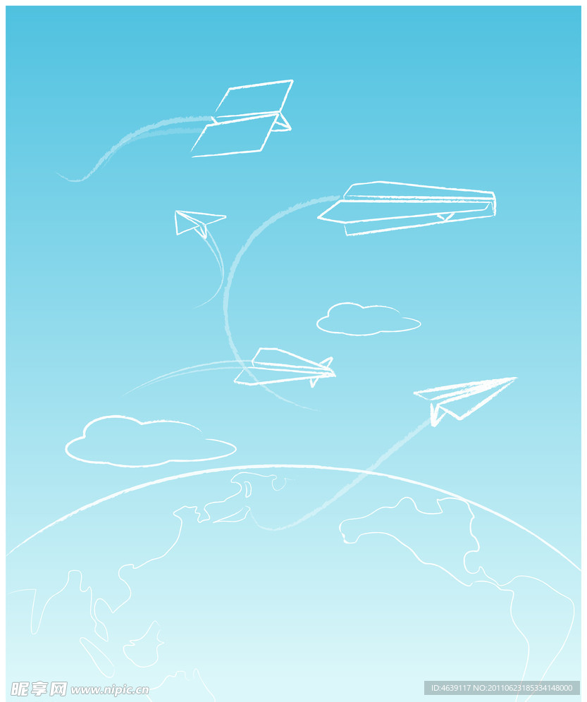 线条纸飞机涂鸦