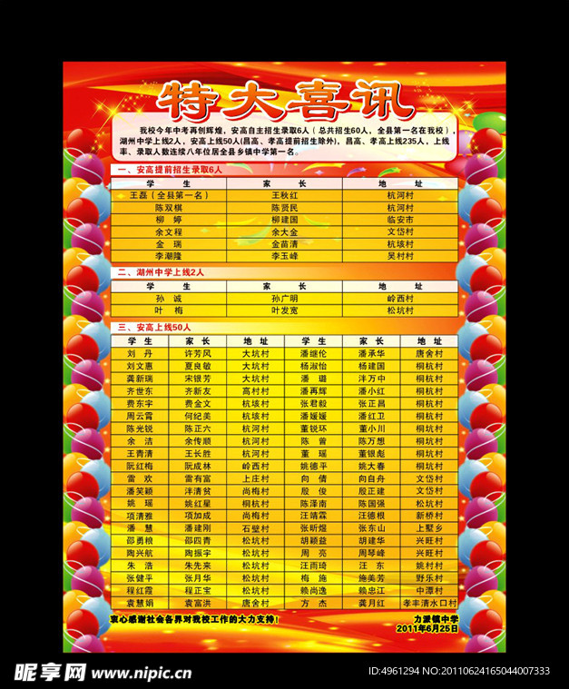 学校特大喜讯海报设计