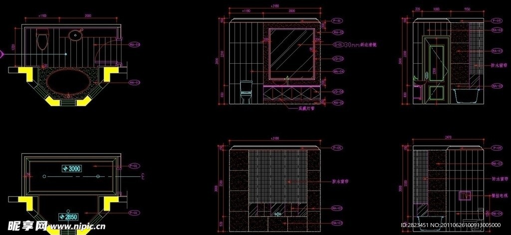 卫生间平立剖面