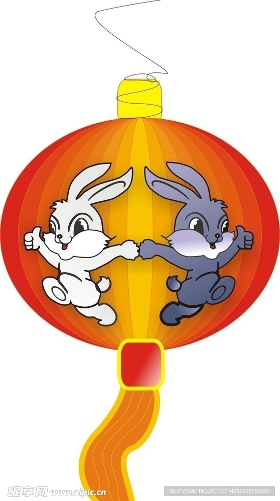 灯笼兔 矢量素材