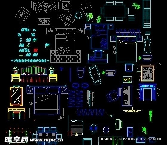 CAD装修效果配饰图库
