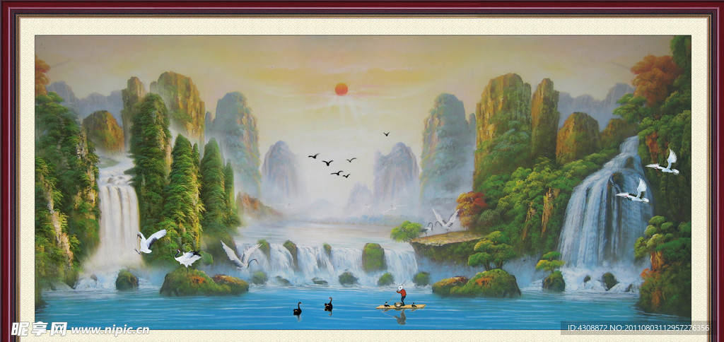 油画风景 漂亮的山水油画