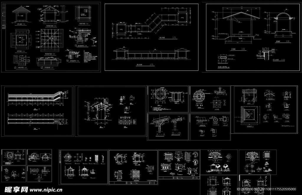 长廊 亭施工详图