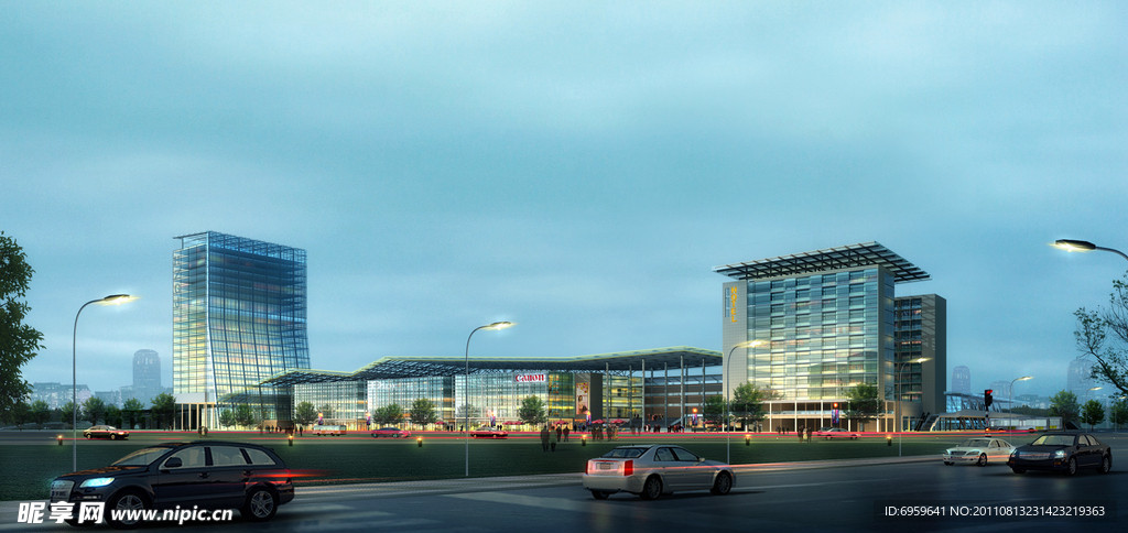 商业中心夜景效果图