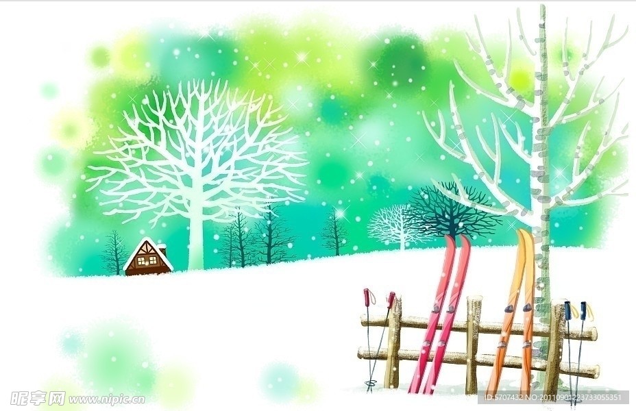冬天风景插画