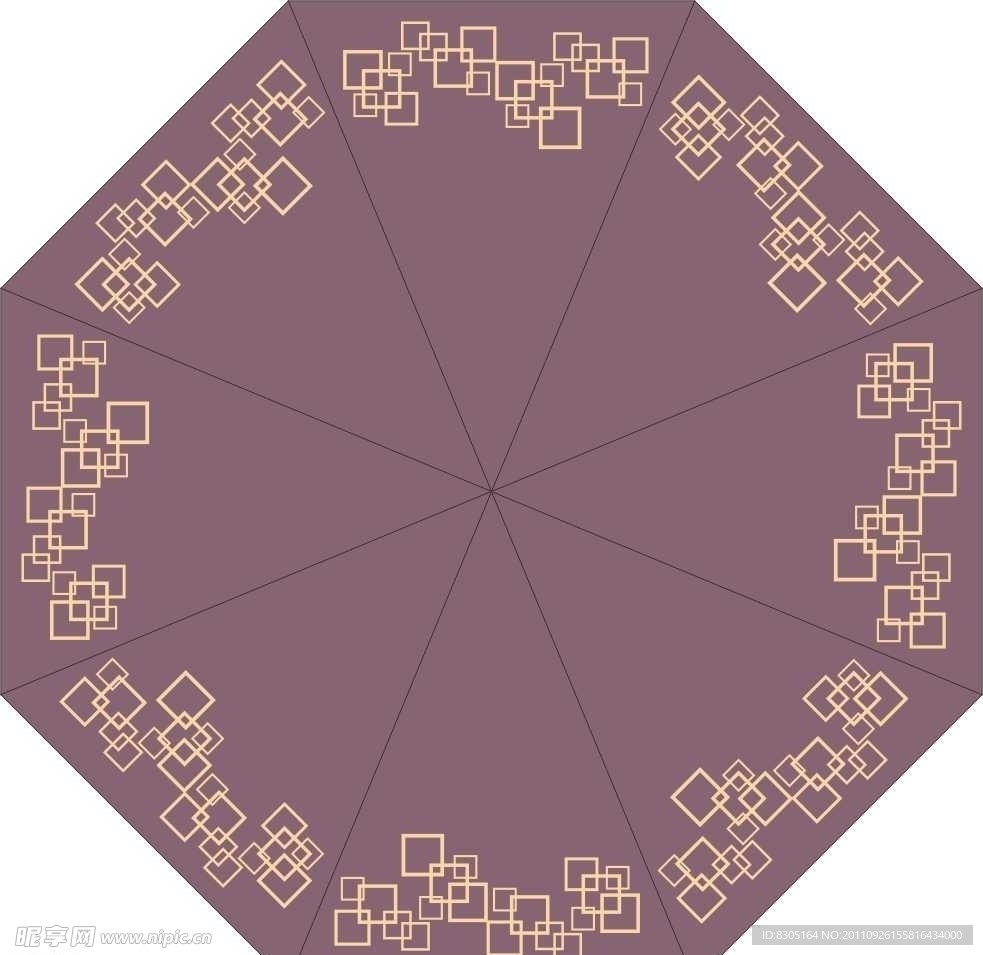 方形图雨伞花边