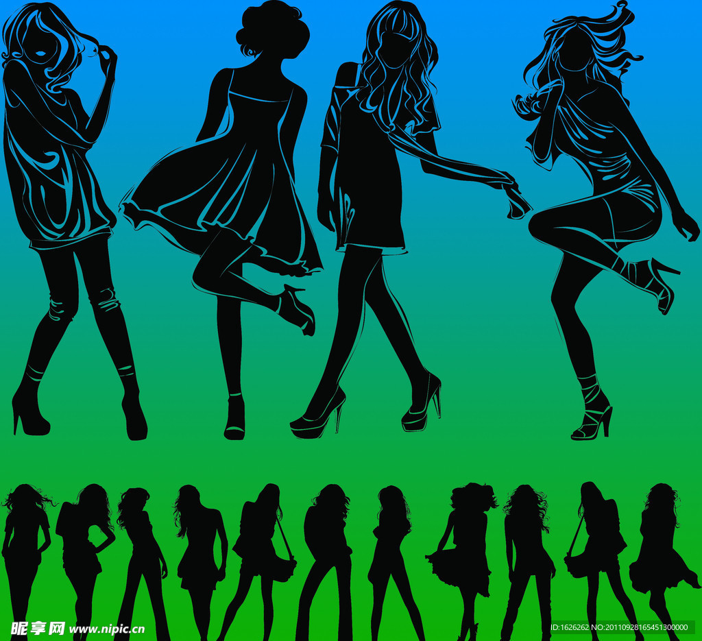 美女人物剪影素材